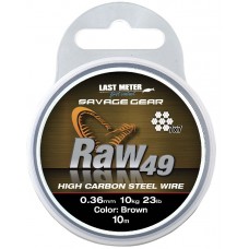 Поводковый материал Savage Gear raw 49 0,36мм 24lbs 11кг uncoated brown 10м