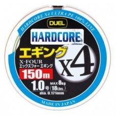 Шнур Yo-Zuri PE Hardcore X4 Eging 1.0/0.171мм 8.0кг 150м